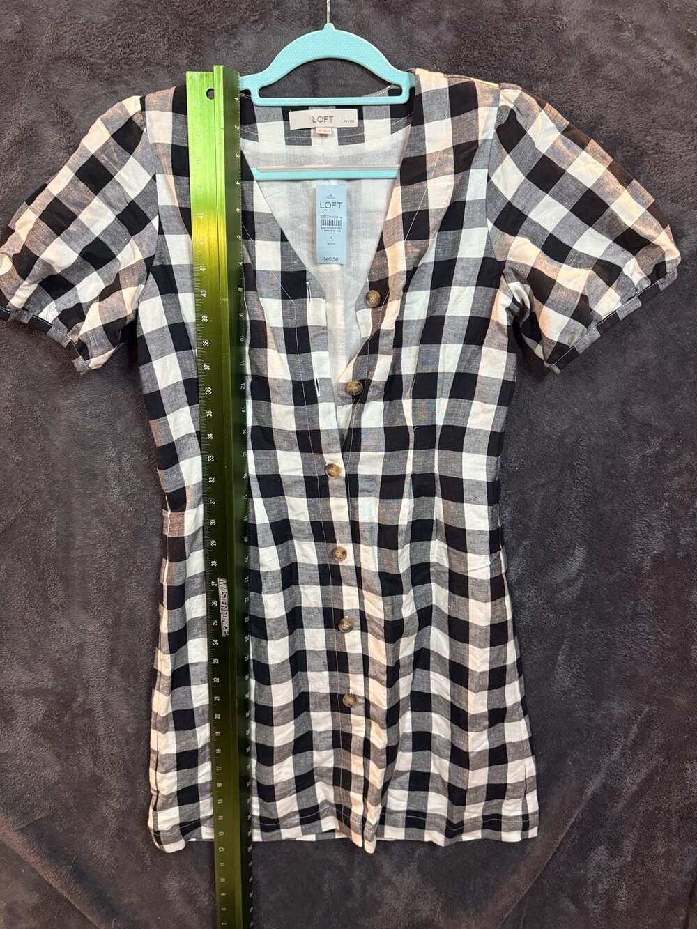 LOFT Gingham Dress Black White Checkered
